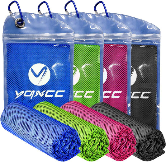 Cooling Towels | 4 Pack 47"X12" | Ice Cool for Neck | Microfiber Soft Breathable Chilly | for Yoga, Sports, Golf, Gym, Camping, Running, Fitness, Workout & More Activities