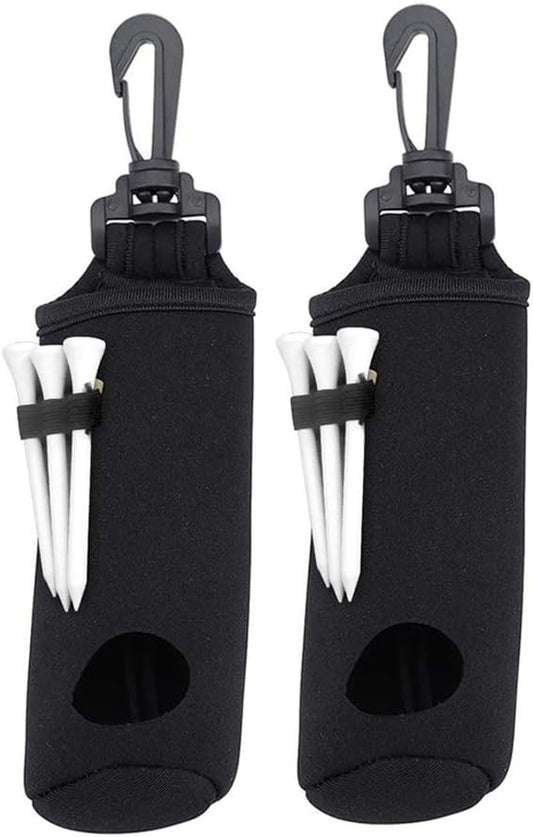 2 Pack Golf Ball Carry Bag Golf Tee Holder Pouch with Light Weight Hook Portable Golf Ball Storage Bag for 3 Golf Ball 3 Tees